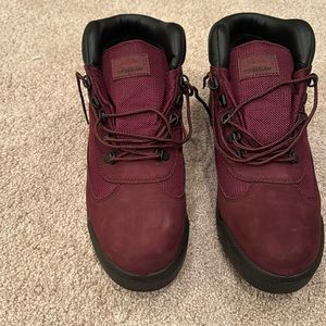 Men Timbaland field  boots burgundy